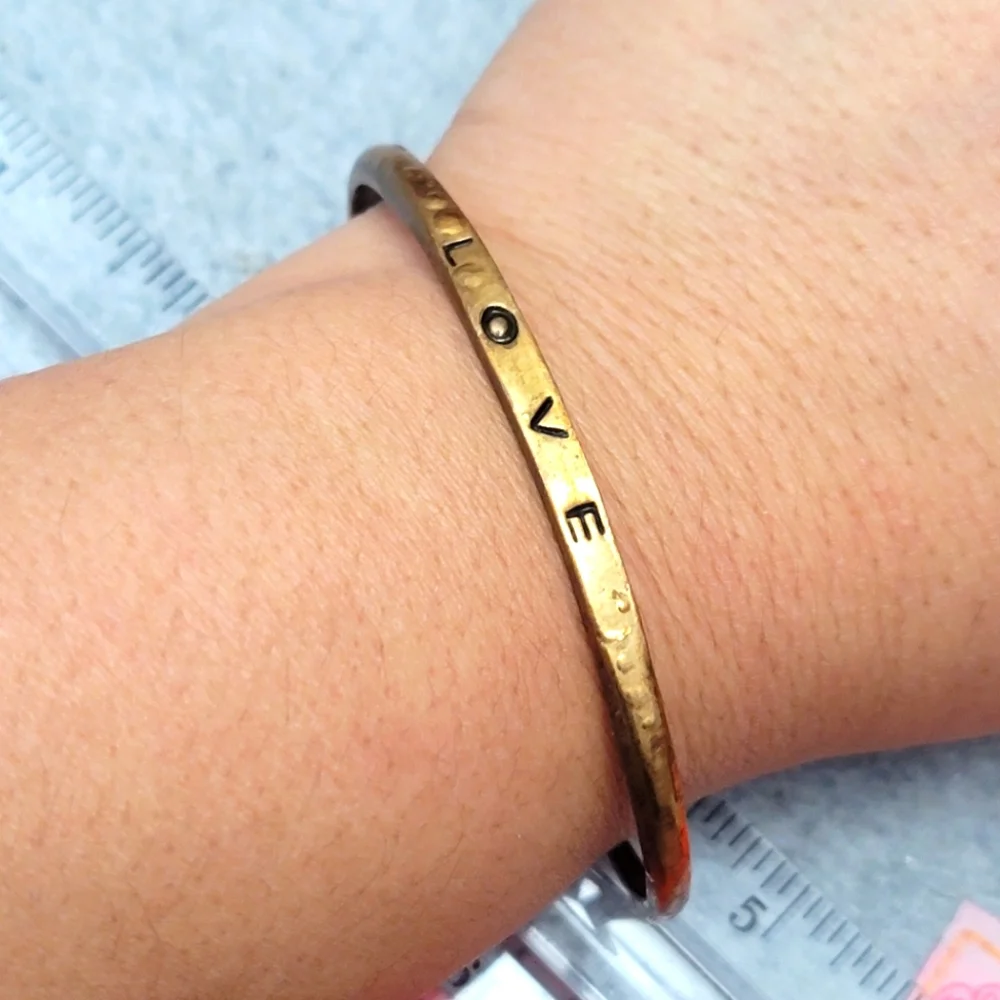 Brass "Love" bangle - Picture 1 of 9